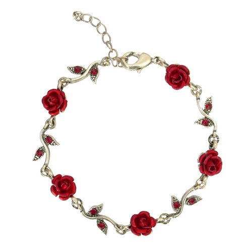 Bracciale Fiore Rosa Rossa Bracciale San Valentino Rosa Rossa Charm Bangle