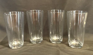 VTG 4 CIRCLEWARE Clear Horizontal Ribbed Optic 16 oz Tumblers Glasses 6" Tall - Picture 1 of 5