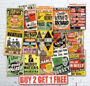 Metal Signs Vintage 50's & 60's Rock & Roll Concert Music Band Posters Tin A4 - Picture 1 of 43