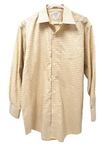 Camicia elegante uomo Brooks Brothers 16 32 giallo blu a quadri bottoni colletto - Foto 1 di 4