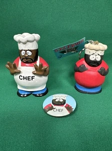 Lot of 3 1998 South Park Chef items Fun 4 All figure, Squeezies button sample - Picture 1 of 10