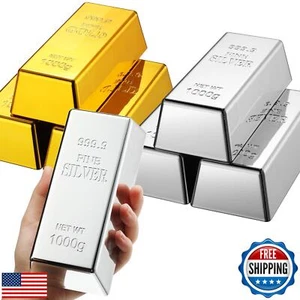 6 Pcs Fake Gold Bar Replica Brick Bullion Glittering Movie Prop for Stage Dec - Picture 1 of 5