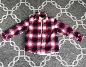 Kith Sherpa Sheridan Shirt Jacket Flannel Size XXL Blue White Red Navy Wool  - Picture 1 of 5