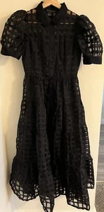 Small English Factory Puffy Sleeve Black Dress - Picture 1 of 6