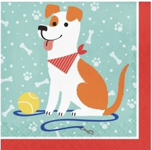 Dog Party Lunch Napkins Paper 16 Pack Girl Boy Adult Birthday Tableware - Picture 1 of 1