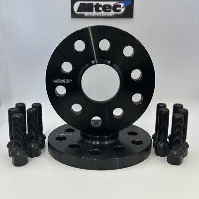 2x Espaciadores de rueda MTEC negros de 12 mm, pernos negros VW AUDI RS3 5x100/5x112 57,1 Foto 1 de 3