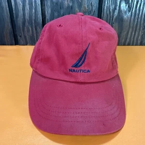 Nautica Low Profile Canvas Dad Hat Strapback Cap Red Cotton OSZ Sailing Golf - Picture 1 of 12