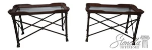 67607: Pair MAITLAND SMITH Glass Top Iron Base Lamp Tables - Picture 1 of 15