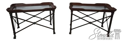 67607: Pair MAITLAND SMITH Glass Top Iron Base Lamp Tables - Image 1 of 4