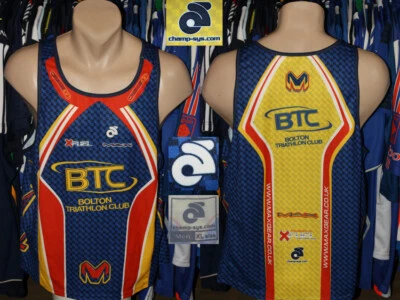 Bolton Triathlon Club Shirt Champ-Sys Running Vest Sleeveless Jersey Top shirt - Image 1 of 4
