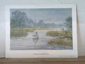 "Drifting Along Tidal Creek" Ray Ellis c.1982 Sailing Bull Island South Carolina - Picture 1 of 6