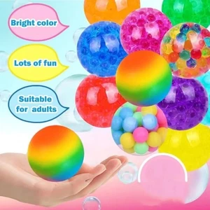 10pcs Solid TPR Crystal Ball Rainbow Ball Squeeze Toys  Children Birthday Gift - Picture 1 of 12