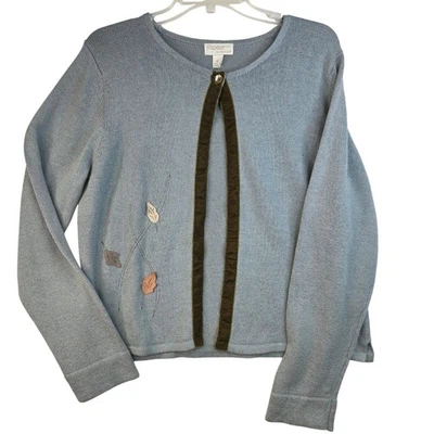 Cárdigan de lino Northern Isles XL de un solo botón hoja bordado casa de campo sin existencias Foto 1 de 4