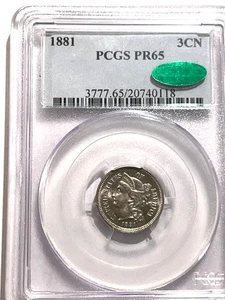 1881 3CN PGGS/CAC PR65 - Picture 1 of 2