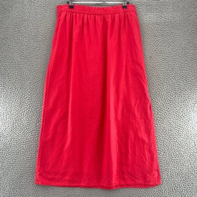 GAP Skirt Womens Medium Red Linen Blend Maxi Side Slit Straight Long Pull On NWT - Image 1 of 4