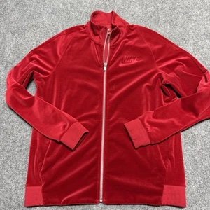 Nike Velour Track Jacket Mens Medium Red Full Zip Suit Top Coat AH3386-687 - Picture 1 of 8