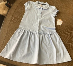 New Gymboree Girls Polo School Uniform Summer Dress Light Blue Ribbon Size 7 - Picture 1 of 4