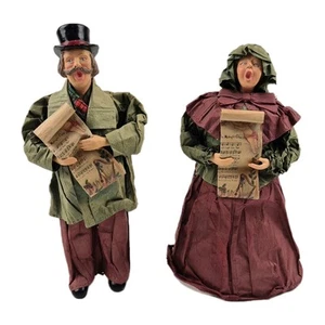 Par De Colección Kurt S. Adler Villancicos de Navidad Familia Figuras Papel Maché  - Imagen 1 de 7
