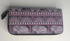 Armband Geldbörse Portemonnaie Elefanten 2 Reißverschlussteile abnehmbarer Riemen Boho bunt - Bild 1 von 12