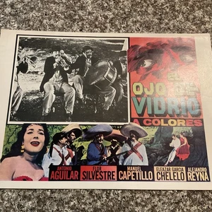VTG. Mexican Lobby Card/  El OJo De Vidrio/ Antonio Aguilar, Flor Silvestre - Picture 1 of 6