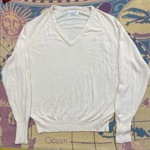 Vintage Christian Dior Pullover Herren XL Creme V-Ausschnitt Raglan Made in USA weicher Strick - Bild 1 von 11