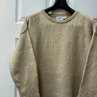 Suéter De Colección Van Heusen Para Mujer Mediano Intarsia Beige Años 90 Y2K Clásico Festoneado Foto 1 de 4