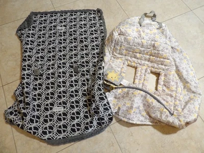 Lot of 2 New Boppy Yellow/Gray Car Seat/High Chair Cover & B/W Carseat Canopy - Image 1 of 4