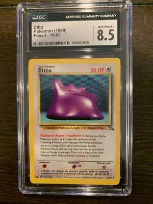 Ditto  18/62 - Fossil Set - WOTC - Pokémon Card - 1999 CGC 8.5 - Image 1 of 2