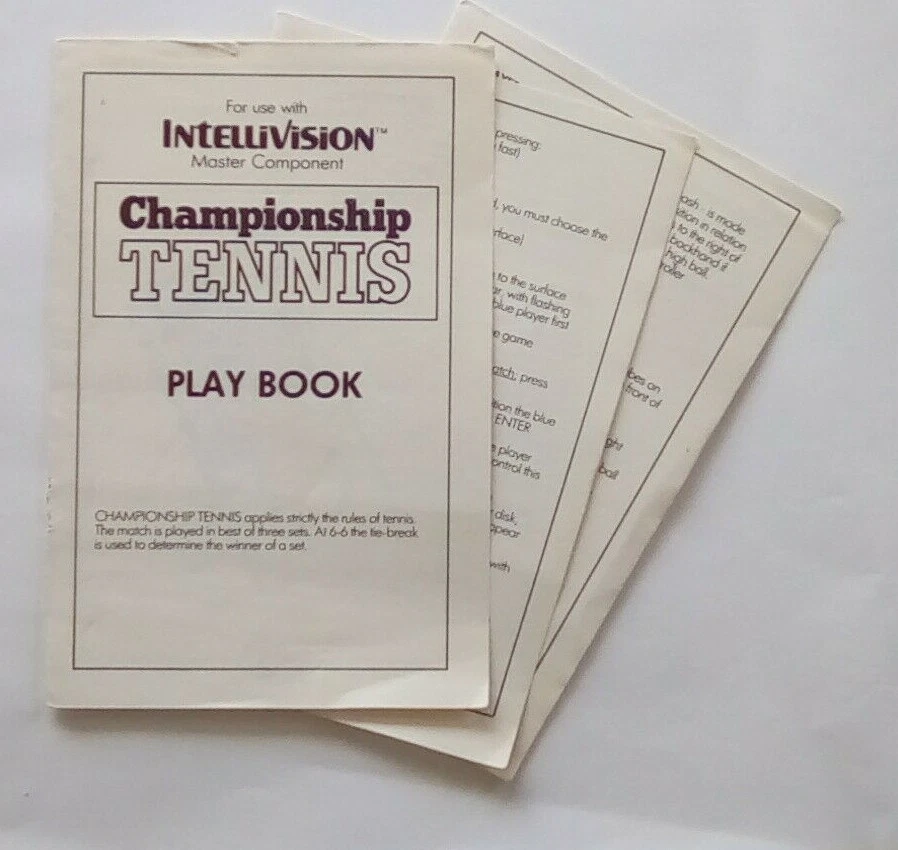 *INSTRUCTIONS ONLY* Championship Tennis Manual Intellivision - Image 1 of 1