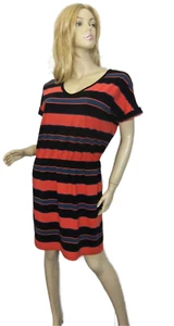 NWT $195 DKNY Donna Karan NY Dress MEDIUM Striped Pull On Stretchy Cotton Blend - Picture 1 of 10
