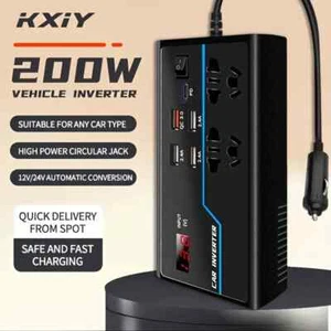 200W Car Inverter: 12V DC to 110V 24VDC to 220V Power Converter with LED Display - Picture 1 of 15