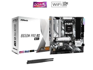 ASRock B650M Pro RS WiFi AM5 AMD B650 SATA 6Gb/s Micro ATX Motherboard - Picture 1 of 6