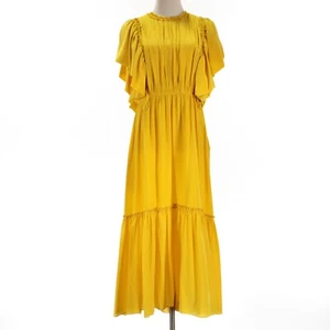 Ulla Johnson NWD Ilaria Midi Dress w/ Flutter Sleeves Size 6 in Sunsprite Yellow - Picture 1 of 13