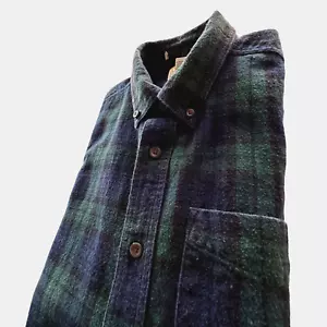Camisa de franela a cuadros escocesa LL Bean para hombre talla XL verde azul algodón manga larga - Imagen 1 de 9