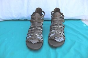 Damen Sandaletten Tamaris, hellgrau / Silber, flach, Gr. 42, wenig getragen