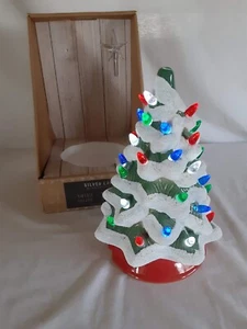 Vintage Silver Lake Collective Ceramic LED Christmas Tree with star NIB - Picture 1 of 5