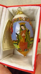 Laurence Vargas Reverse Painted Virgin Mary Teardrop Glass Ornament - Picture 1 of 12