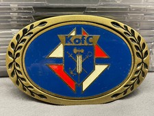 Vintage Knights Of Columbus Belt Buckle K of C 1981 Heritage Solid Brass kofc