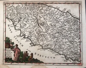 1697 Etruriae Latii Umbriae Piceni Sabinorum Et Marsorum Mappa Originale, Cartiglio - Foto 1 di 3