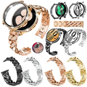 For Samsung Galaxy Watch 7 6 5 4 40 44mm Bling Metal Watch Band + Diamond Case - Picture 1 of 37