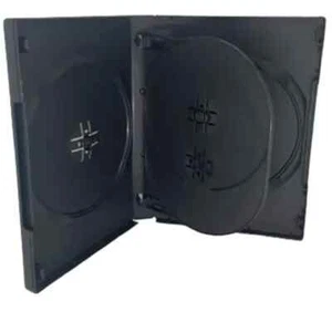 25 x 4 Way Black DVD 22mm Spine Holds 4 Discs Empty Regular Replacement Cases % - Afbeelding 1 van 1