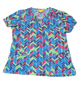 Wonder Wink Multicolored Size Medium Patterned Scrub Top Style - Picture 1 of 7