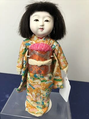 10” Vintage 1950’s 1940’s Friendship Doll Plaster? Japanese Kimono #S - Image 1 of 4