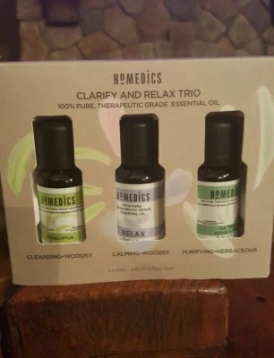 ACEITES ESENCIALES HOMEDICS CLARIFY & RELAX TRIO 100 % PUROS GRADO TERAPÉUTICO NUEVO EN CAJA Foto 1 de 2