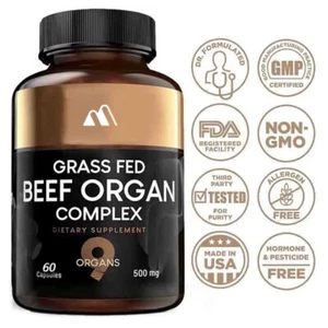 Grass Fed Organ Complex,Grass Fed Beef Organs Capsules, Organ Meat Capsules - Picture 1 of 10