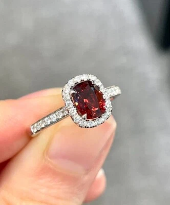 Cushion 1.46 Ct Natural Spinel & Diamond Engagement Ring 14K White Gold Rings - Image 1 of 4