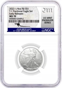 Fiji 2023 1/4 oz tipo 1 Silver Eagle NGC MS70 lanzamientos tempranos firma Mercanti - Imagen 1 de 2