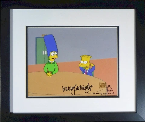 🟨Simpsons cel original production Duo Signed Matt Groening Nancy Cartwright COA Cover