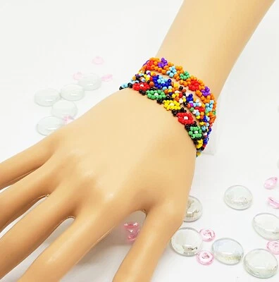 Set of 3 Colourful African bead stretch bracelets ethnic Bracelets Stretch - Image 1 of 4