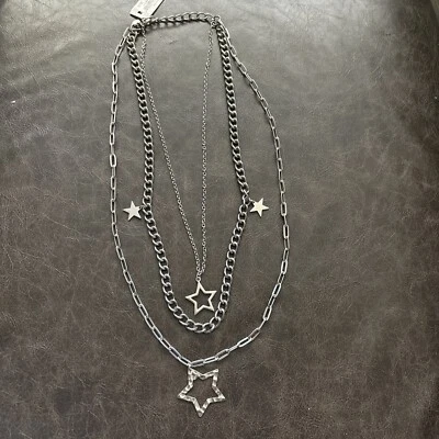 Collar Cookie Lee Tono Plata Multi Hilo Estrellas 3 Hilos Foto 1 de 4